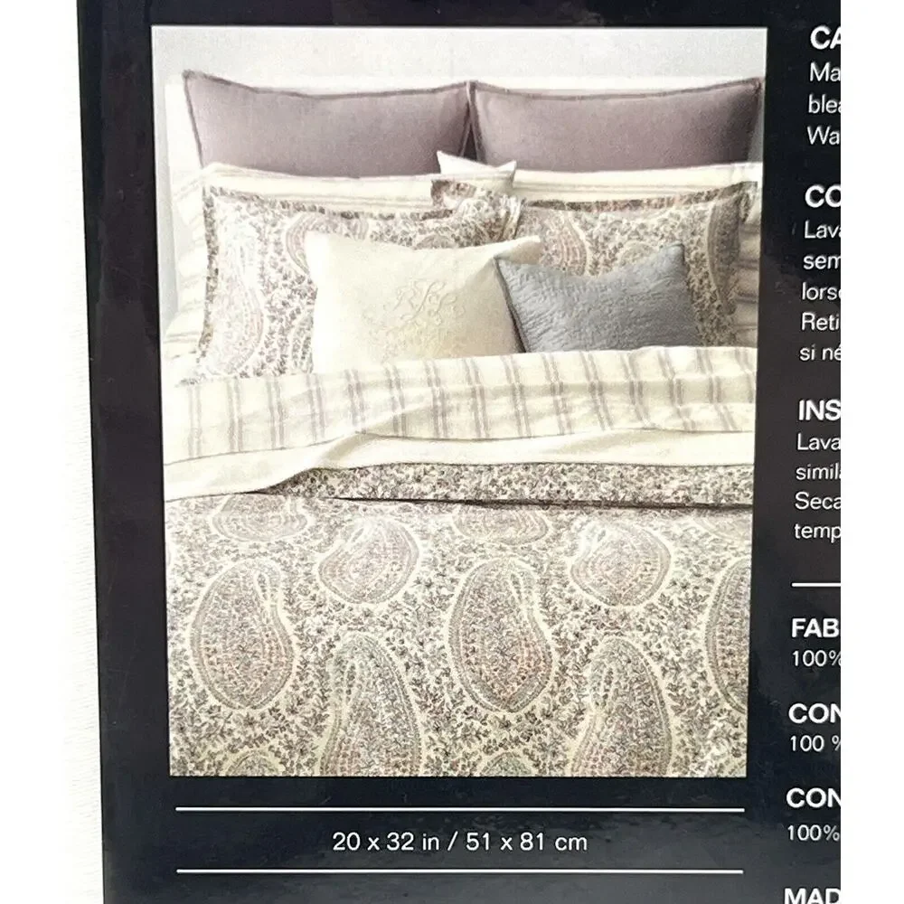 Ralph Lauren Claudia Stripe Standard Pillowcases 2 Cream Multi Pair Set